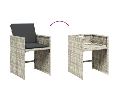 5-Osaline Aiamööbli Komplekt Patjadega, Helehall, Polürotang