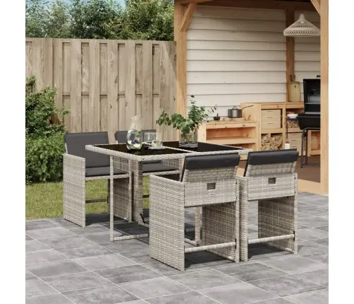 5-Osaline Aiamööbli Komplekt Patjadega, Helehall, Polürotang