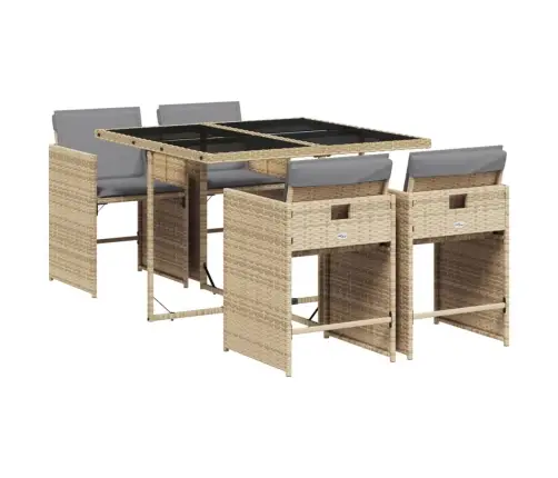 5-Daļīgs Dārza Mēbeļu Komplekts Ar Matračiem, Pe Rotangpalma Vidaxl