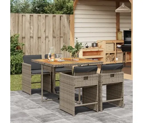 5-Daļīgs Dārza Mēbeļu Komplekts, Matrači, Pelēka Pe Rotangpalma Vidaxl