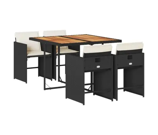 Sodo Komplektas Su Pagalvėlėmis, 5 Dalių, Juodas, Poliratanas