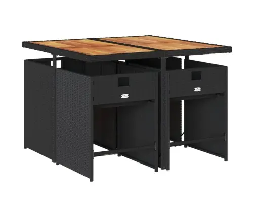 Sodo Komplektas Su Pagalvėlėmis, 5 Dalių, Juodas, Poliratanas