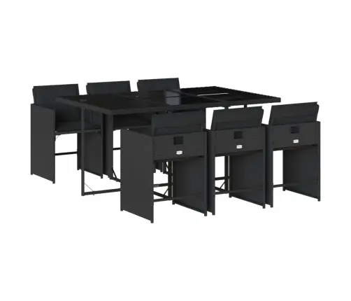 7-Osaline Aiamööblikomplekt Patjadega, Must, Polürotang