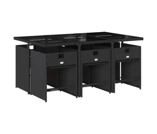 7-Osaline Aiamööblikomplekt Patjadega, Must, Polürotang