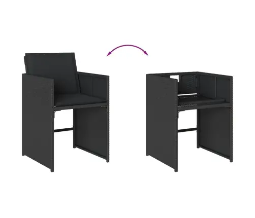 7-Osaline Aiamööblikomplekt Patjadega, Must, Polürotang