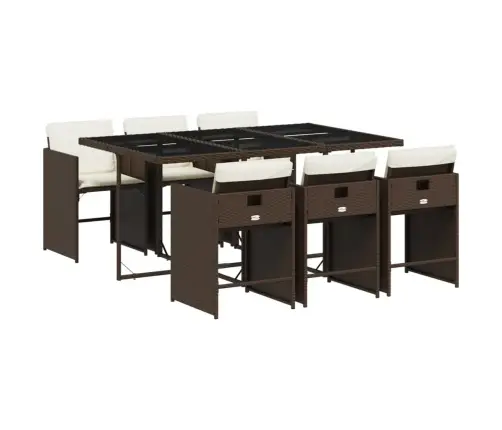 Sodo Komplektas Su Pagalvėlėmis, 7 Dalių, Rudas, Poliratanas