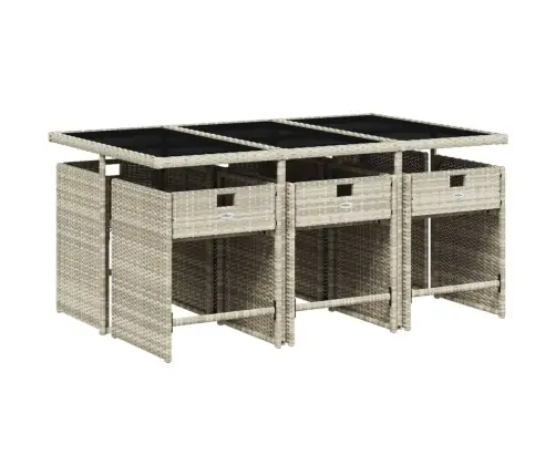 7-Osaline Aiamööbli Komplekt Patjadega, Helehall, Polürotang