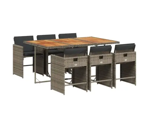 7-Daļīgs Dārza Mēbeļu Komplekts, Matrači, Pelēka Pe Rotangpalma Vidaxl