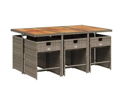 7-Daļīgs Dārza Mēbeļu Komplekts, Matrači, Pelēka Pe Rotangpalma Vidaxl