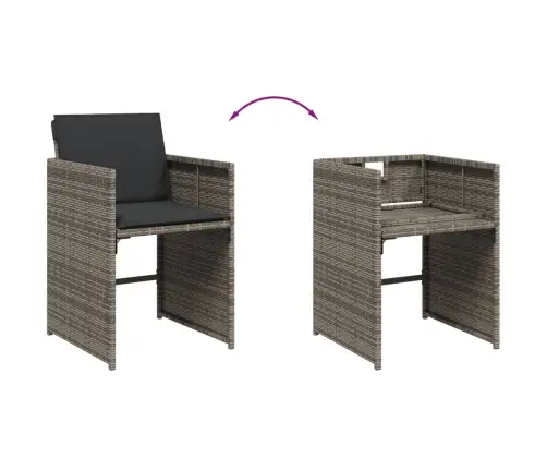 7-Daļīgs Dārza Mēbeļu Komplekts, Matrači, Pelēka Pe Rotangpalma Vidaxl