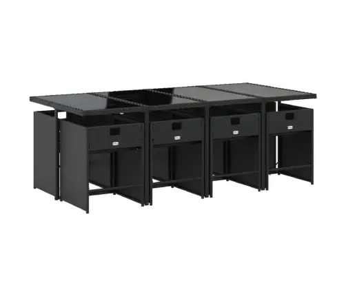 9-Osaline Aiamööbli Komplekt Patjadega, Must, Polürotang