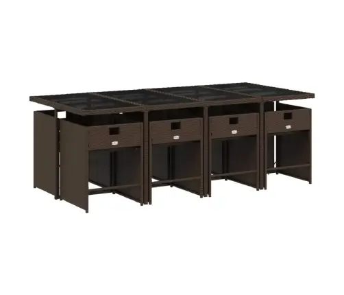 9-Daļīgs Dārza Mēbeļu Komplekts, Matrači, Brūna Pe Rotangpalma Vidaxl