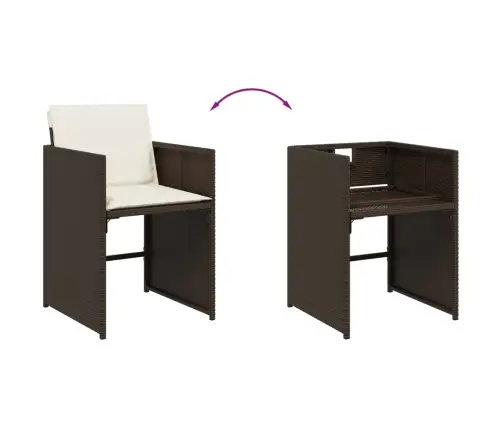 9-Daļīgs Dārza Mēbeļu Komplekts, Matrači, Brūna Pe Rotangpalma Vidaxl