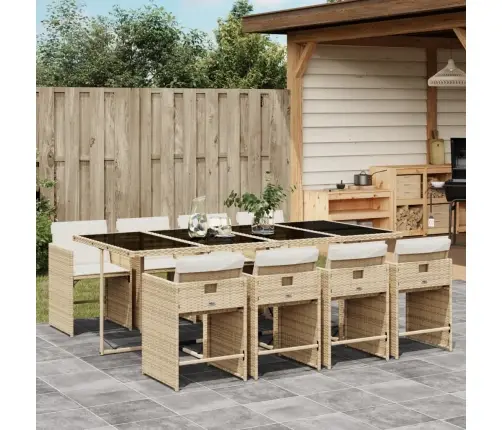 9-Daļīgs Virtuves Mēbeļu Komplekts Ar Matračiem, Pe Rotangpalma Vidaxl