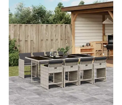 Sodo Komplektas Su Pagalvėlėmis, 9 Dalių, Pilkas, Poliratanas