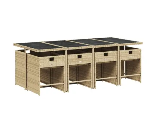 Sodo Komplektas Su Pagalvėlėmis, 9 Dalių, Smėlio, Poliratanas