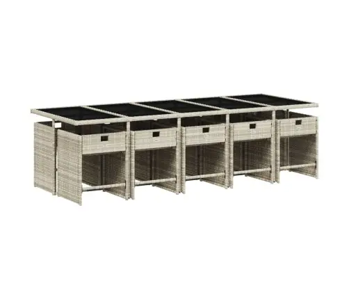 11-Daļīgs Dārza Mēbeļu Komplekts Ar Matračiem, Gaiši Pelēka Pe Vidaxl