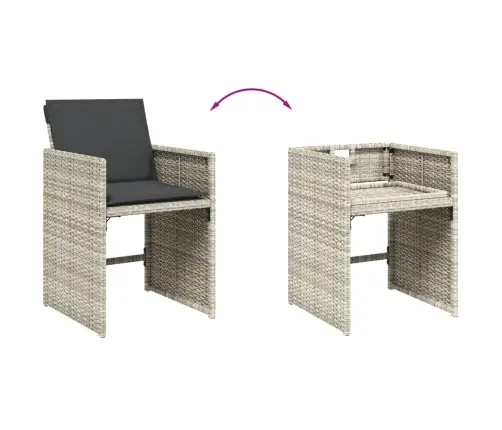 11-Daļīgs Dārza Mēbeļu Komplekts Ar Matračiem, Gaiši Pelēka Pe Vidaxl