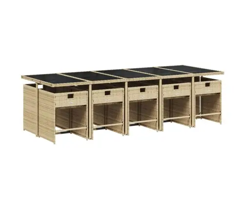 Sodo Komplektas Su Pagalvėlėmis, 11 Dalių, Smėlio, Poliratanas