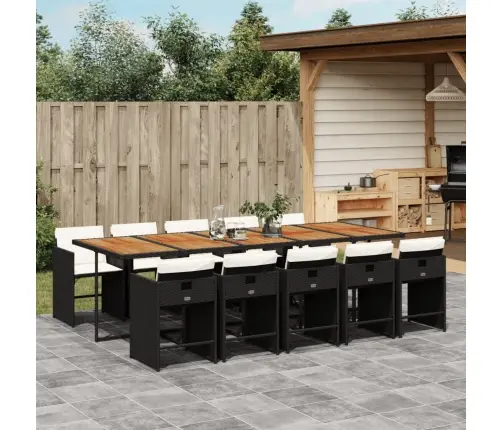 Sodo Komplektas Su Pagalvėlėmis, 11 Dalių, Juodas, Poliratanas