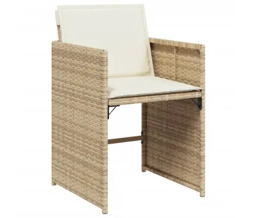 11-Daļīgs Dārza Mēbeļu Komplekts, Matrači, Bēša Pe Rotangpalma Vidaxl