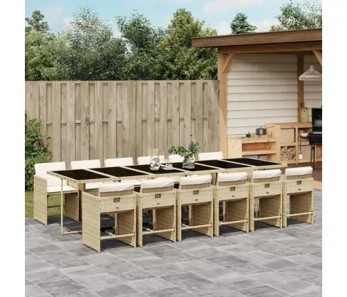 13-Daļīgs Dārza Mēbeļu Komplekts Ar Matračiem, Pe Rotangpalma Vidaxl