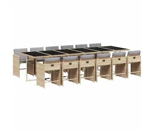 Sodo Komplektas Su Pagalvėlėmis, 13 Dalių, Smėlio, Poliratanas