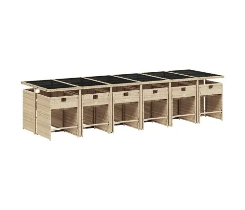 Sodo Komplektas Su Pagalvėlėmis, 13 Dalių, Smėlio, Poliratanas