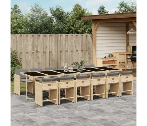 Sodo Komplektas Su Pagalvėlėmis, 13 Dalių, Smėlio, Poliratanas