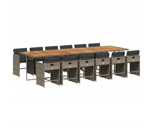 13-Daļīgs Dārza Mēbeļu Komplekts Ar Matračiem, Pelēks Pe Vidaxl