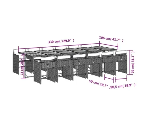 13-Daļīgs Dārza Mēbeļu Komplekts Ar Matračiem, Pe Rotangpalma Vidaxl