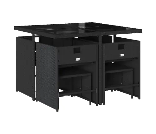 9-Daļīgs Dārza Mēbeļu Komplekts, Matrači, Melns, Pe Rotangpalma Vidaxl