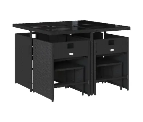 Sodo Komplektas Su Pagalvėlėmis, 9 Dalių, Juodas, Poliratanas