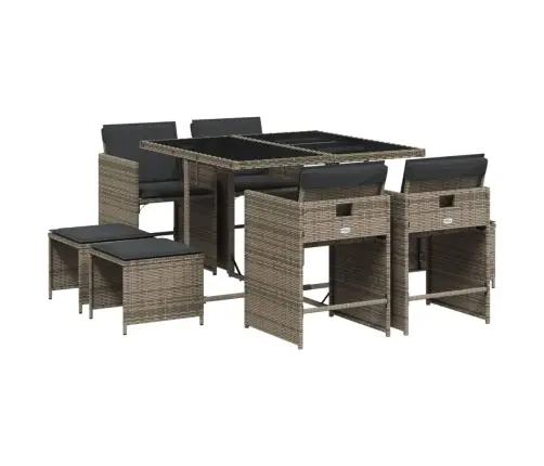 9-Daļīgs Dārza Mēbeļu Komplekts Ar Matračiem, Pe Rotangpalma Vidaxl