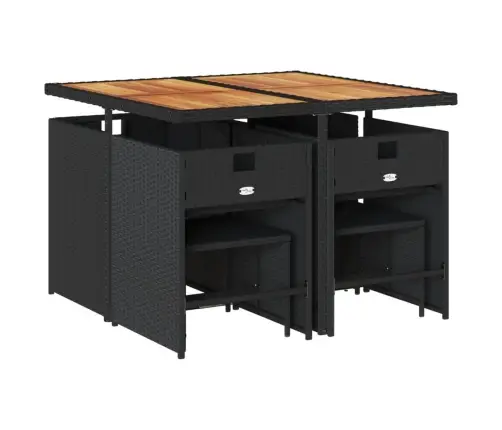 9-Osaline Aiamööbli Komplekt Patjadega, Must, Polürotang