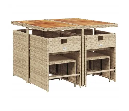 Sodo Komplektas Su Pagalvėlėmis, 9 Dalių, Smėlio, Poliratanas