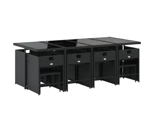 13-Osaline Aia Söögimööbli Komplekt Patjadega, Must, Pe-Rotang