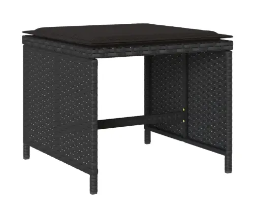 13-Osaline Aia Söögimööbli Komplekt Patjadega, Must, Pe-Rotang