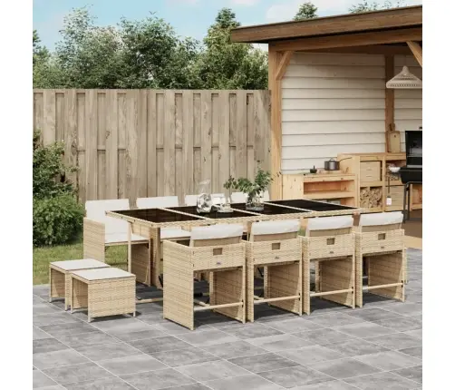 13-Daļīgs Dārza Mēbeļu Komplekts Ar Matračiem, Pe Rotangpalma Vidaxl