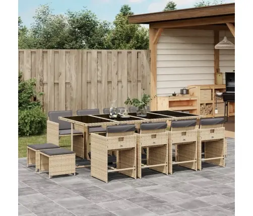 13-Osaline Aia Söögimööbli Komplekt Patjadega, Beežid Toonid