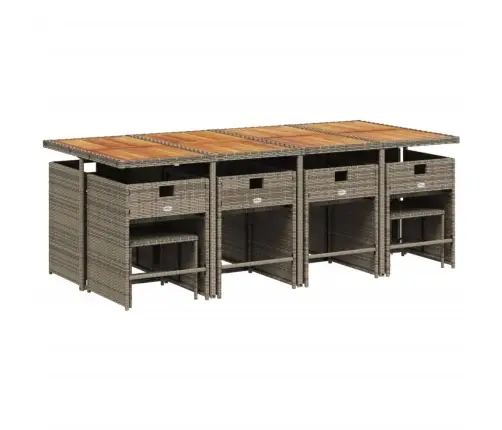 Sodo Komplektas Su Pagalvėlėmis, 13 Dalių, Pilkas, Poliratanas