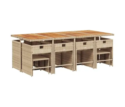 13-Osaline Aia Söögimööbli Komplekt Patjadega, Beež, Pe-Rotang