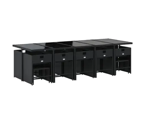 15-Daļīgs Dārza Mēbeļu Komplekts Ar Matračiem, Melns Pe Vidaxl