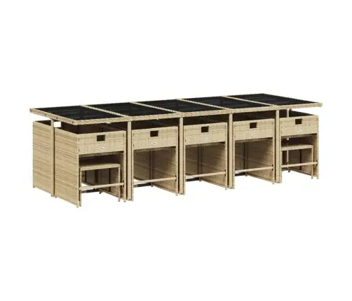 15-Osaline Aia Söögimööbli Komplekt Patjadega, Beež, Pe-Rotang