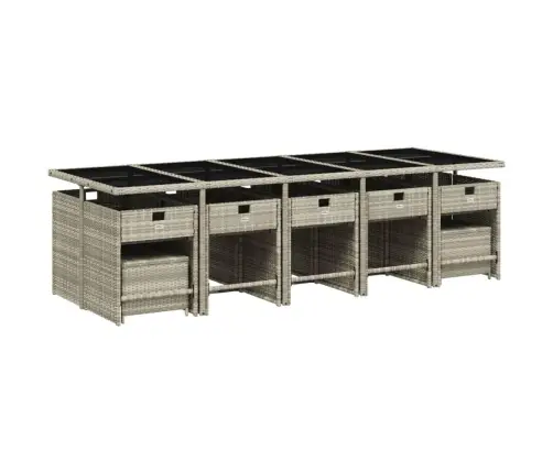 15-Osaline Aia Söögimööbli Komplekt Patjadega, Hall, Polürotang