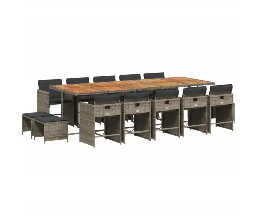 15-Daļīgs Dārza Mēbeļu Komplekts Ar Matračiem, Pe Rotangpalma Vidaxl