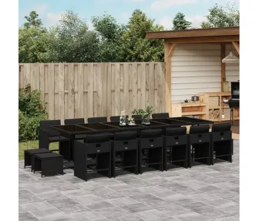 Sodo Komplektas Su Pagalvėlėmis, 17 Dalių, Juodas, Poliratanas