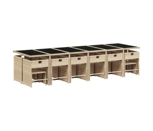 Sodo Komplektas Su Pagalvėlėmis, 17 Dalių, Smėlio, Poliratanas