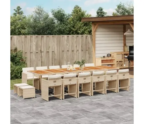 17-Daļīgs Virtuves Mēbeļu Komplekts Ar Matračiem, Bēša Pe Vidaxl