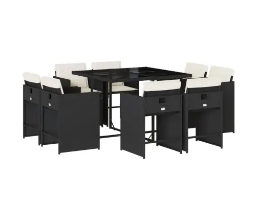 Sodo Komplektas Su Pagalvėlėmis, 9 Dalių, Juodas, Poliratanas